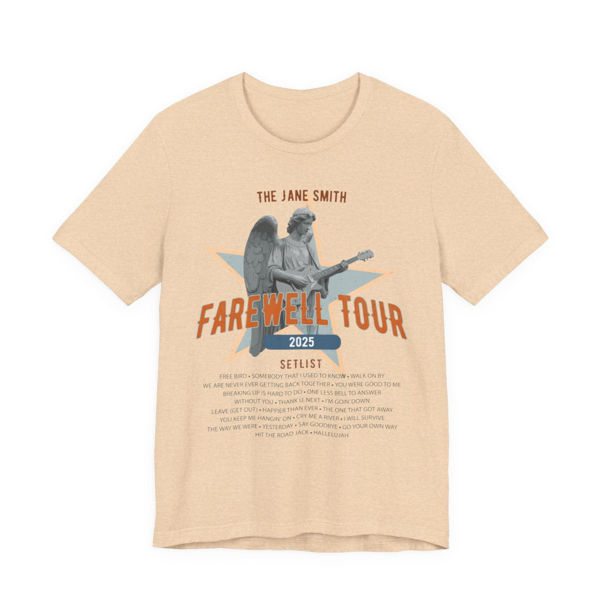 Personalized Retirement FAREWELL TOUR T-Shirt, Angel Rock Star Design Music-themed Retirement Gift for Music Fan, Custom Shirt for Retiree