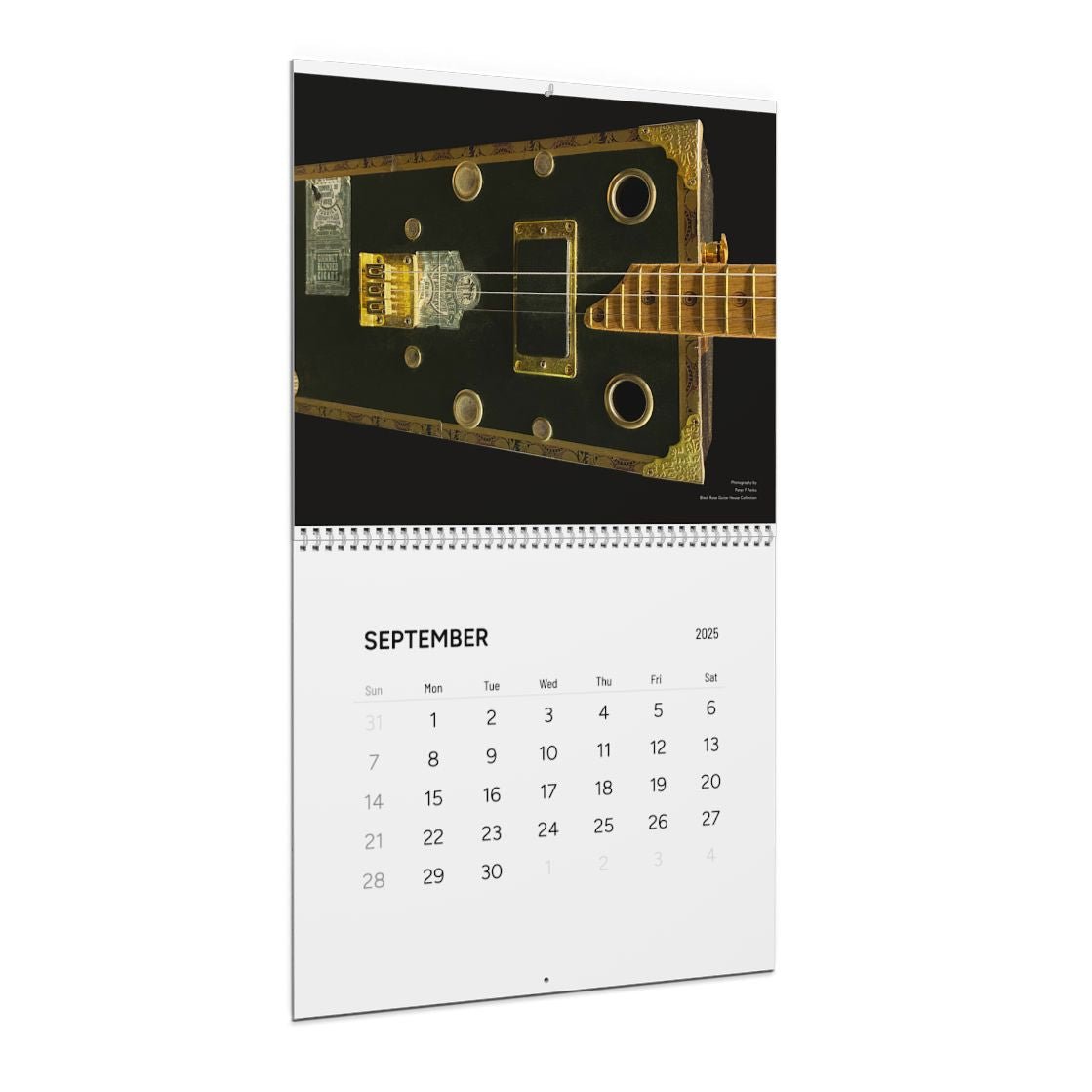 Guitar Wall Calendar, Personalized, 2025, 2 sizes, High Quality with Spiral Binding