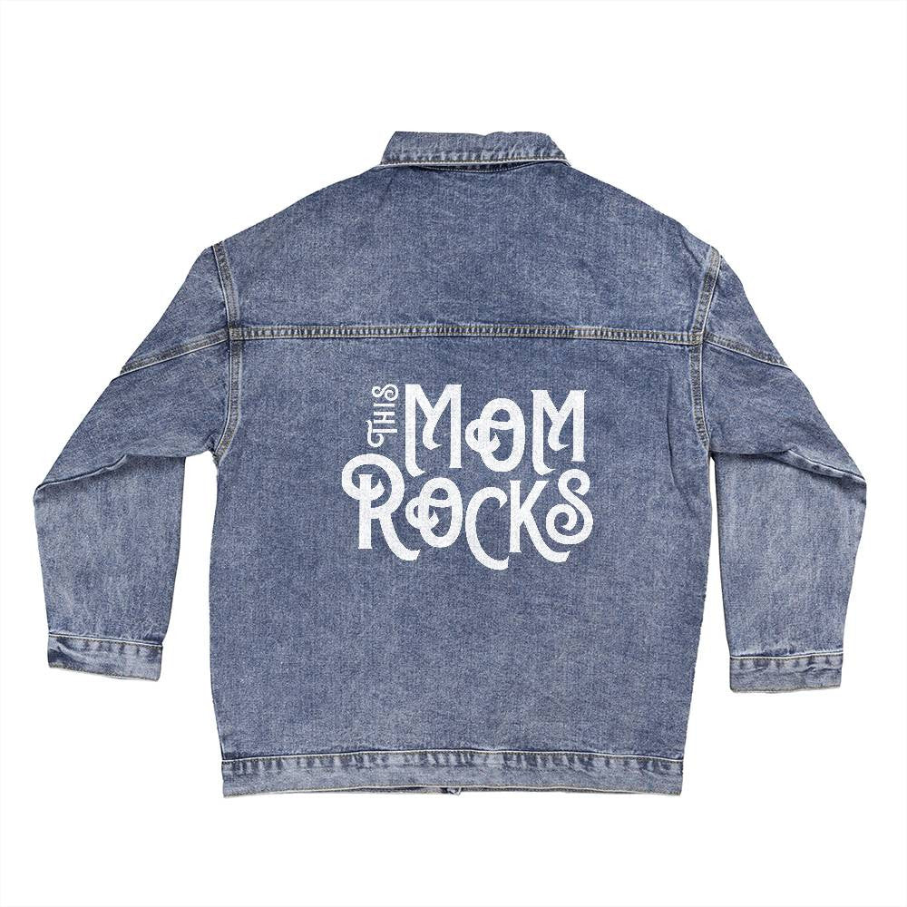 This Mom Rocks, Oversized Women's Denim Jacket