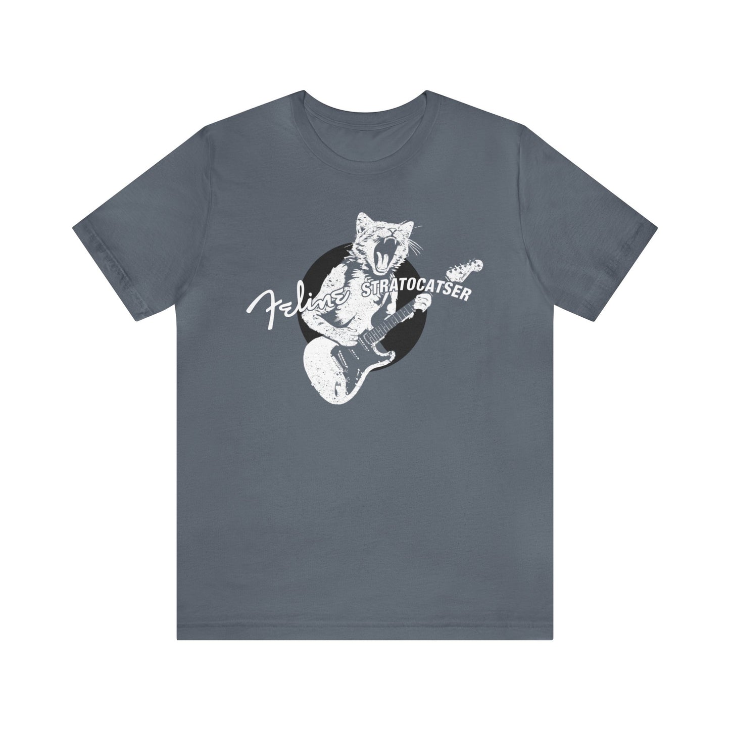 Guitar Cat T-shirt, Funny Gift for Guitar players, Feline Stratocatser, Musician Gift, Bella+Canvas 3001 Tee