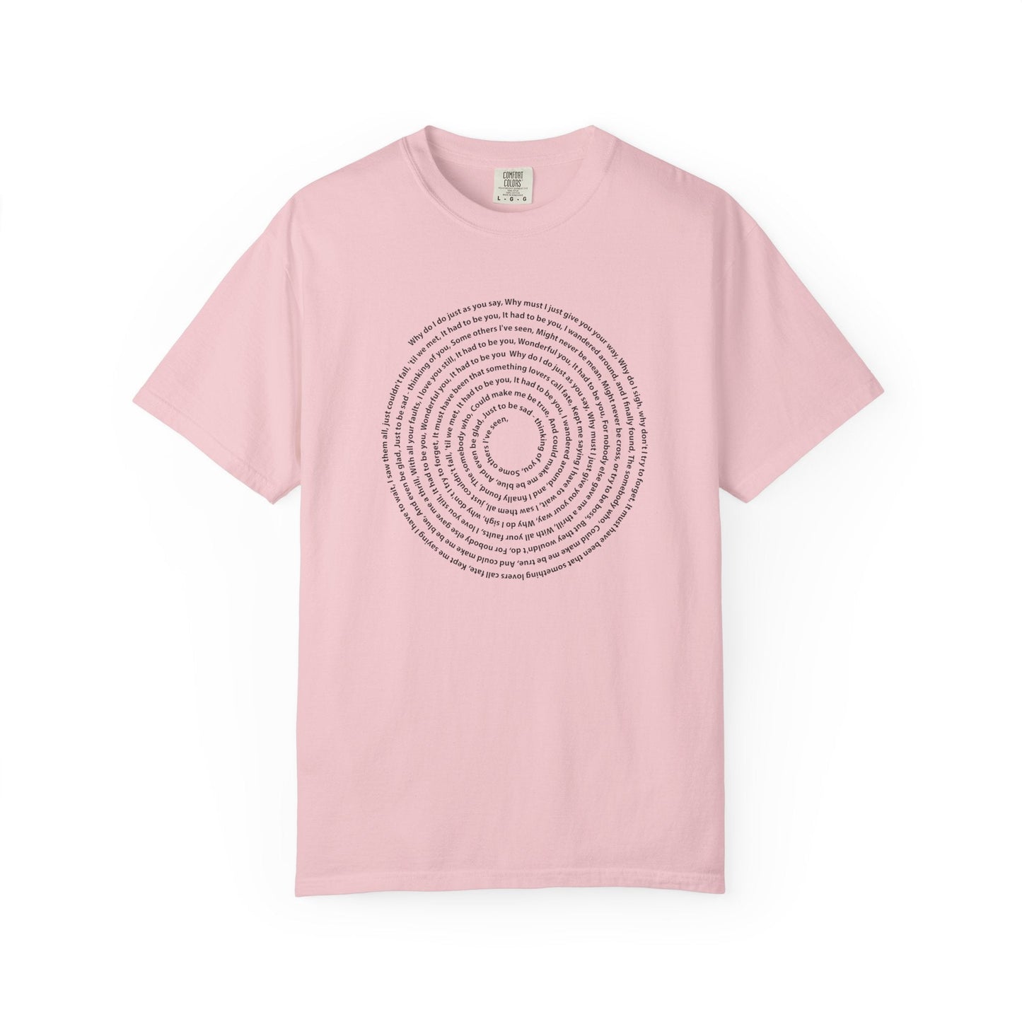 Copy of Lyrics Spiral Personalized T-shirt, Custom Song or Book Passage with Vinyl Record Look Design Printify