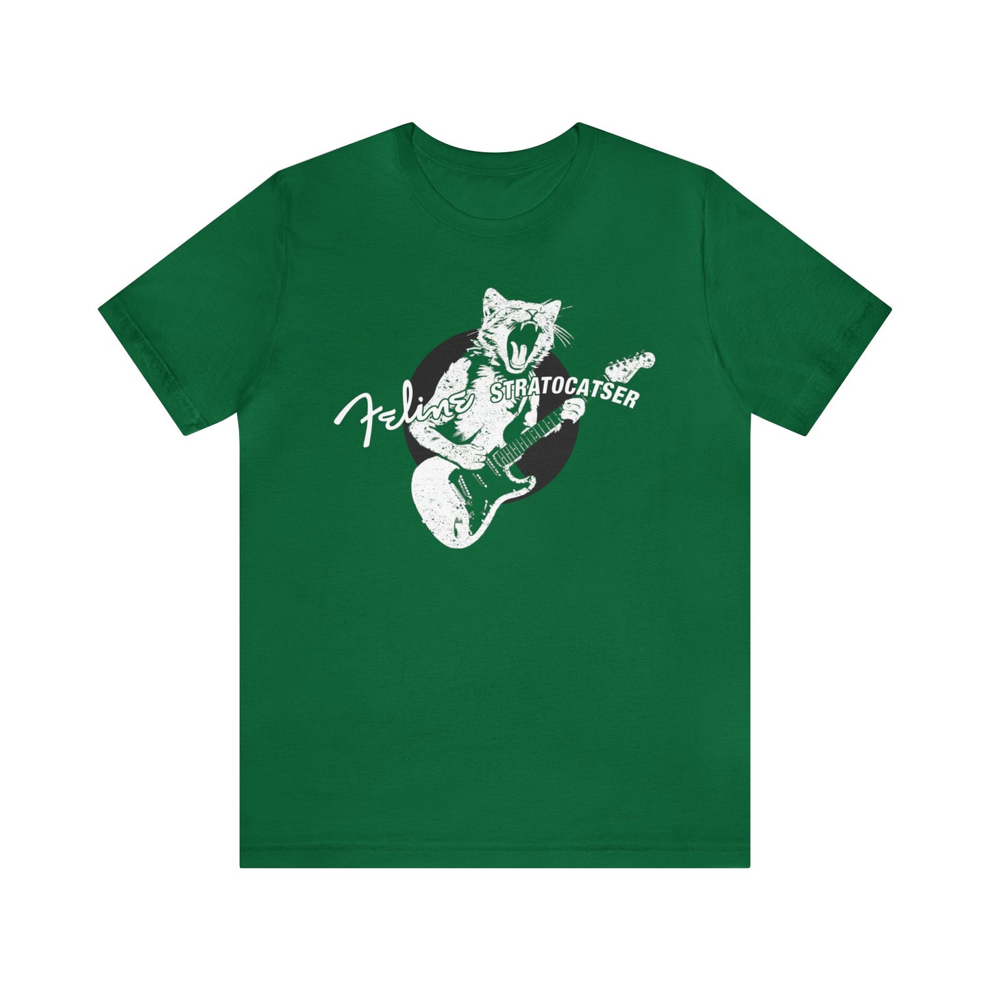 Guitar Cat T-shirt, Funny Gift for Guitar players, Feline Stratocatser, Musician Gift, Bella+Canvas 3001 Tee