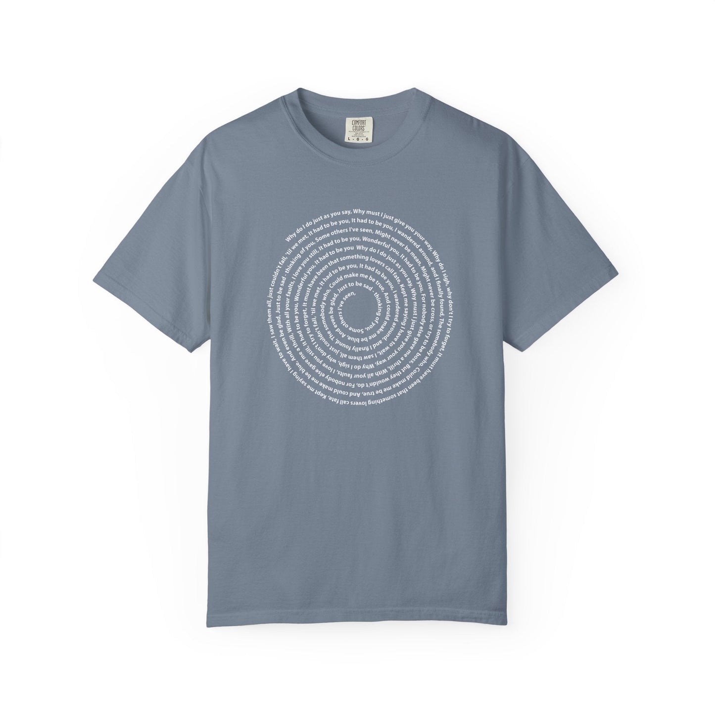Copy of Lyrics Spiral Personalized T-shirt, Custom Song or Book Passage with Vinyl Record Look Design Printify