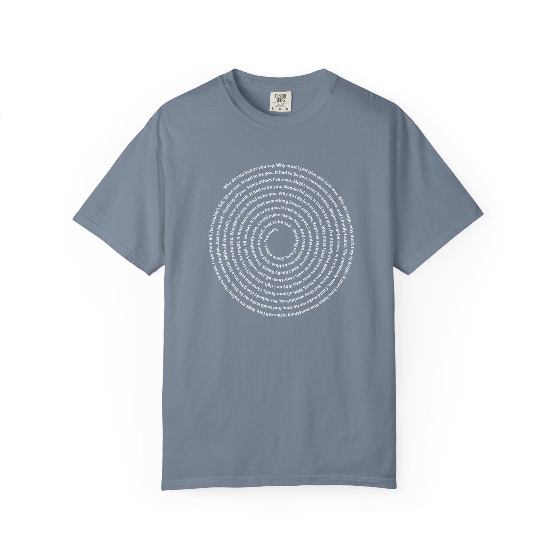 Copy of Lyrics Spiral Personalized T-shirt, Custom Song or Book Passage with Vinyl Record Look Design Printify