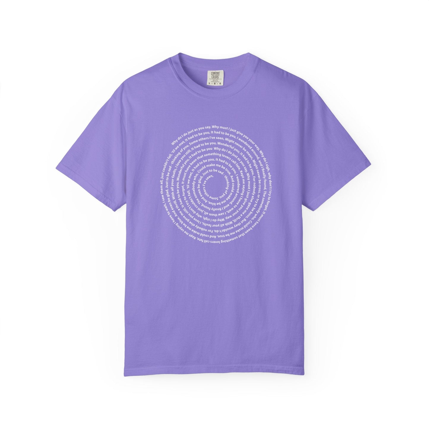 Copy of Lyrics Spiral Personalized T-shirt, Custom Song or Book Passage with Vinyl Record Look Design Printify