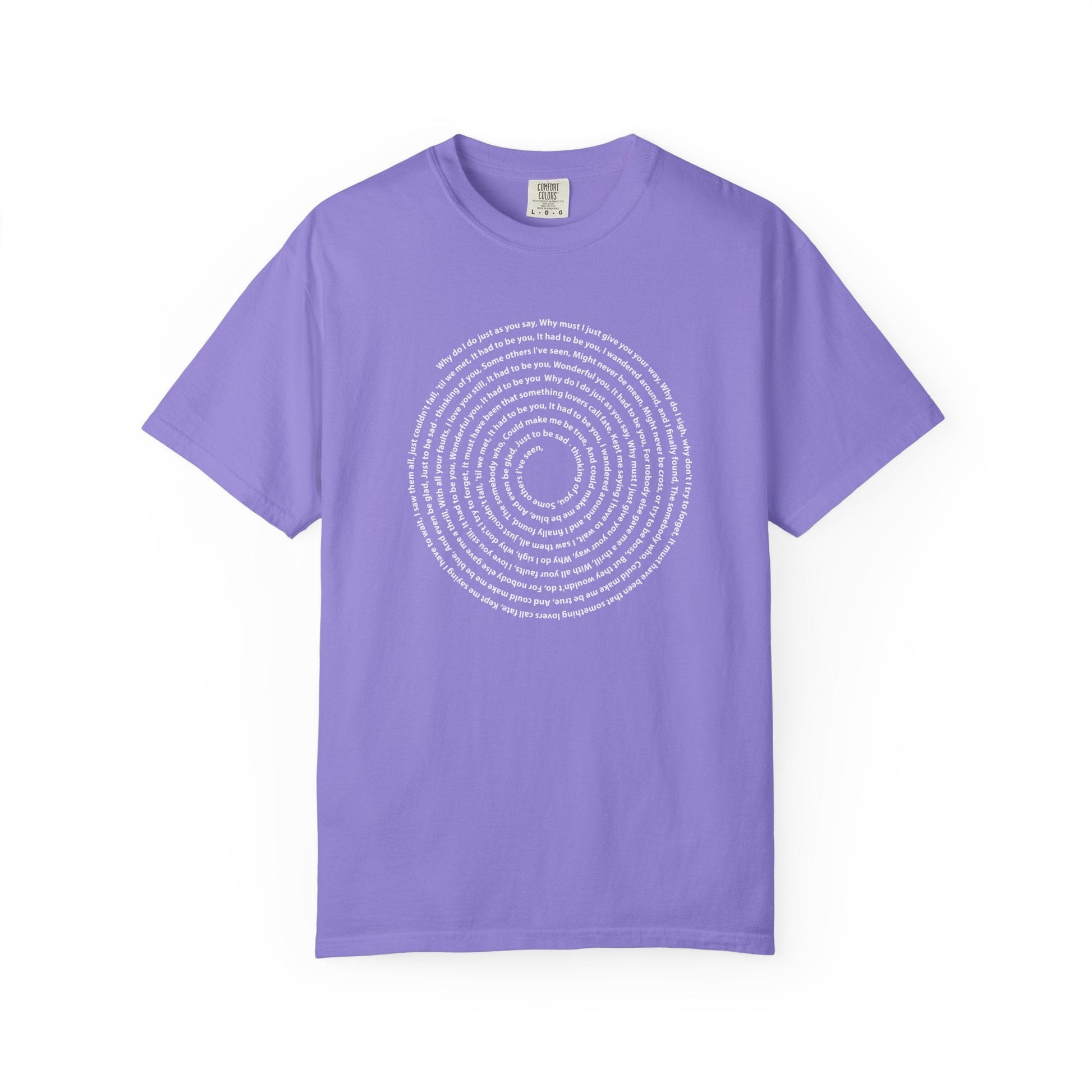 Copy of Lyrics Spiral Personalized T-shirt, Custom Song or Book Passage with Vinyl Record Look Design Printify