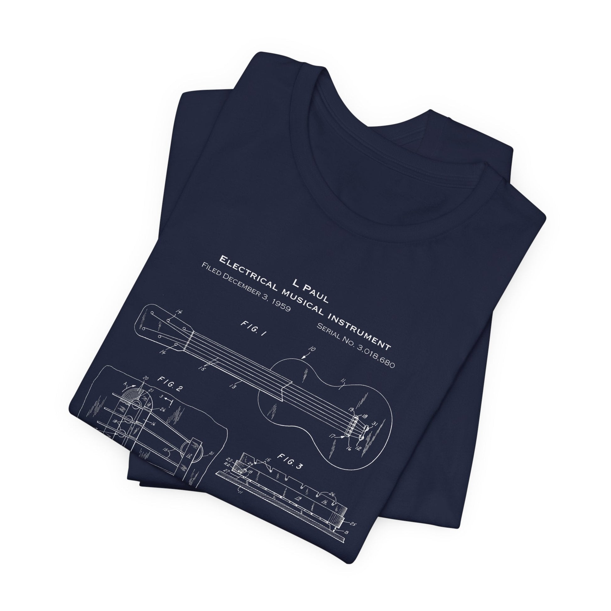 L. Paul Guitar Patent T-shirt mock up folded