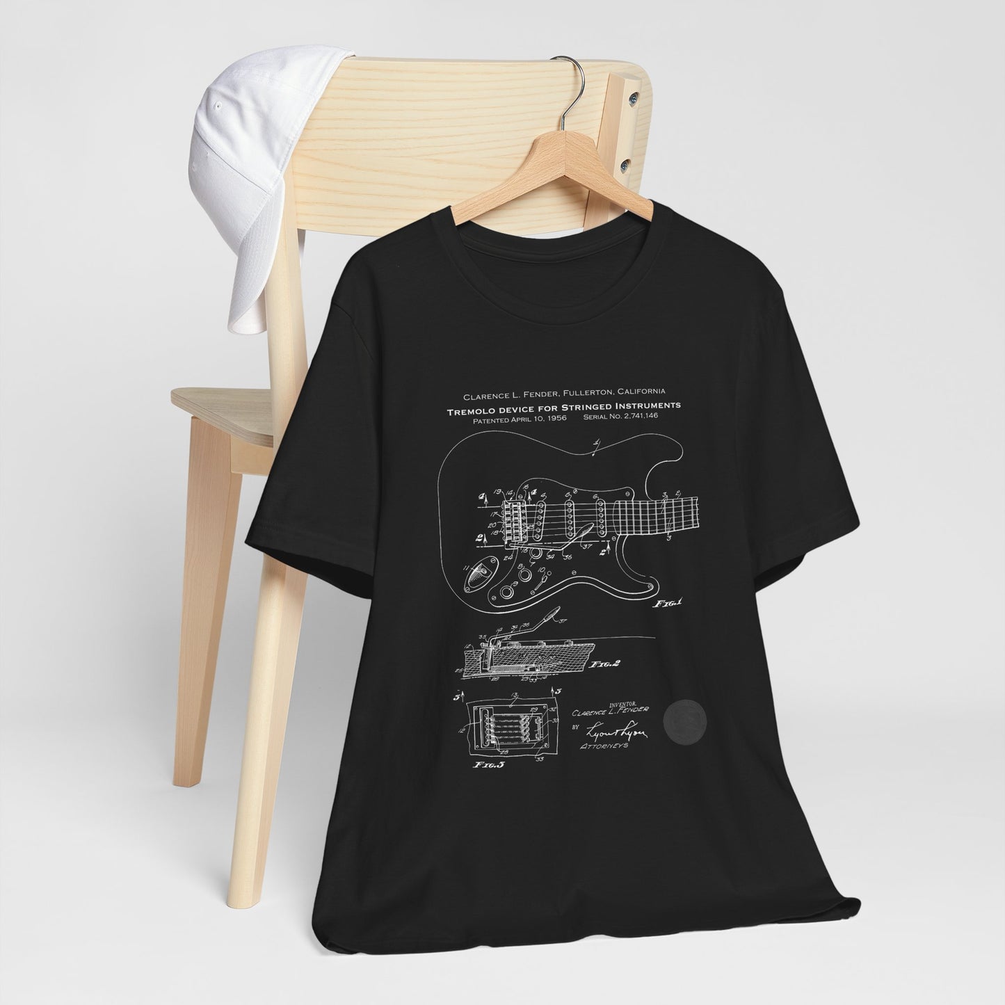 Retro Patent Blueprint Stratocaster T-shirt, Gift for Guitar players, Fender 1956