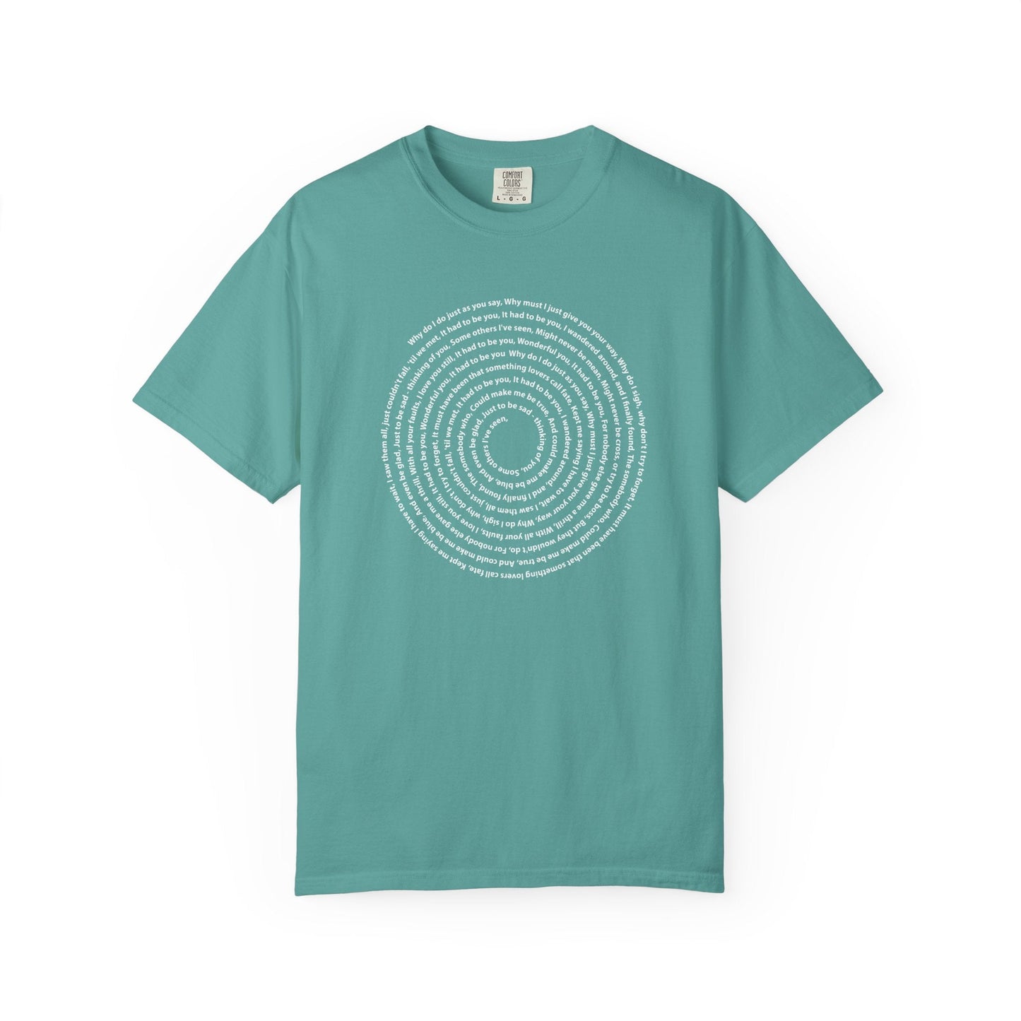 Copy of Lyrics Spiral Personalized T-shirt, Custom Song or Book Passage with Vinyl Record Look Design Printify