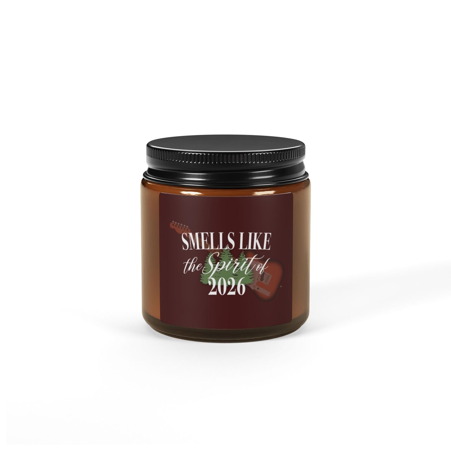 Rocker New Year Soy Candle, Smells Like the Spirit of 2025, Music Lover, Musician or Guitar Player Gift, 2-Sizes, Multi-scent, Amber Jar Printify