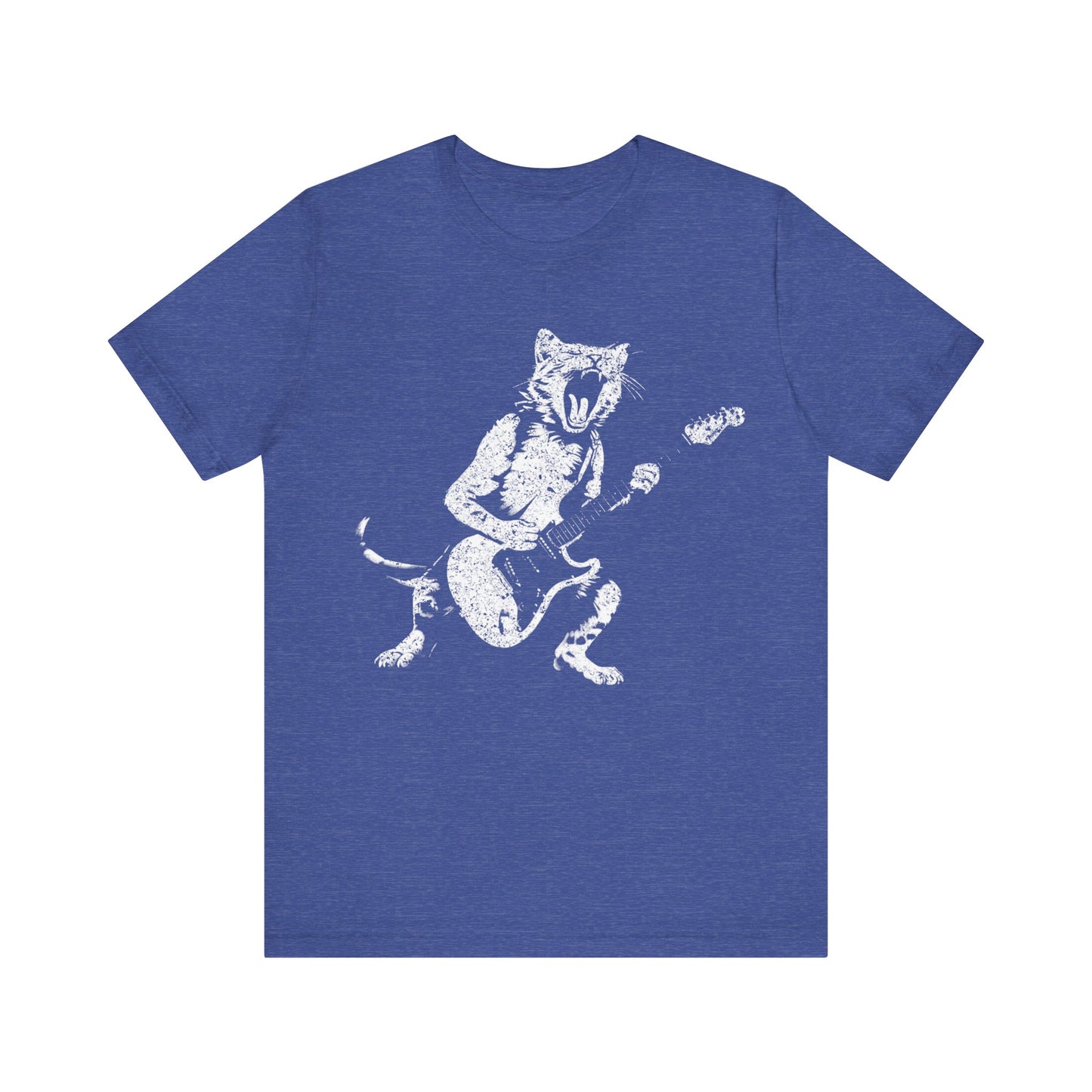 Rockin' Kitty Cat T-shirt, Funny Gift for Cat Lovers and Guitar players, Gift for Rock Fans and Musicians, Bella+Canvas 3001 Tee