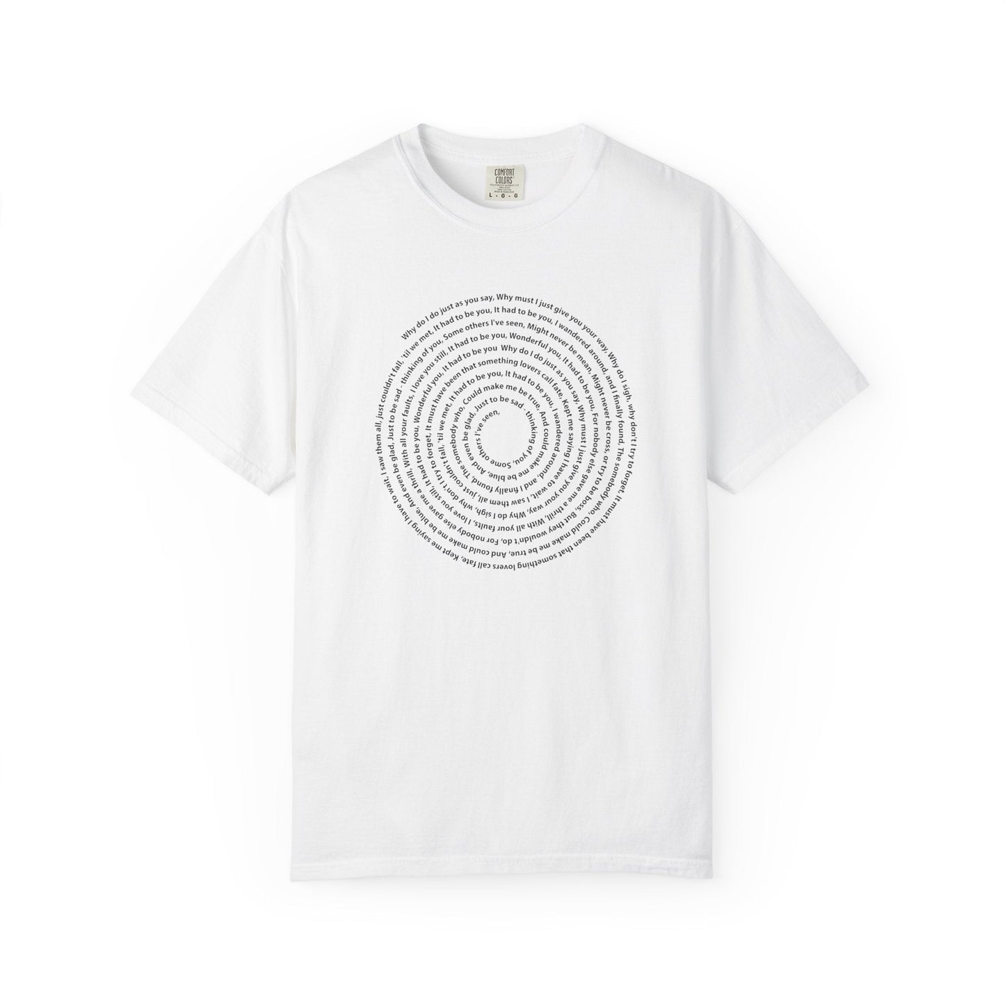 Copy of Lyrics Spiral Personalized T-shirt, Custom Song or Book Passage with Vinyl Record Look Design Printify