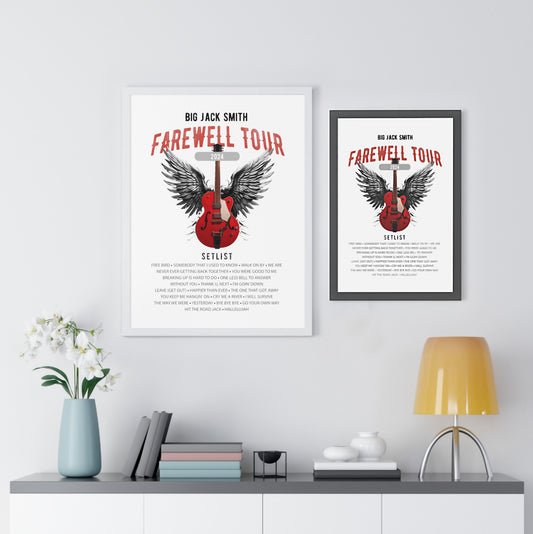 Personalized Retirement Framed Farewell Tour Poster, 4 sizes, white or black MDF wood frame and acrylic, gift for musician/music fan