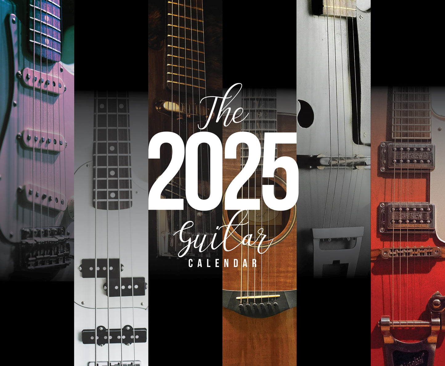 Guitar Wall Calendar, Personalized, 2025, 2 sizes, High Quality with Spiral Binding