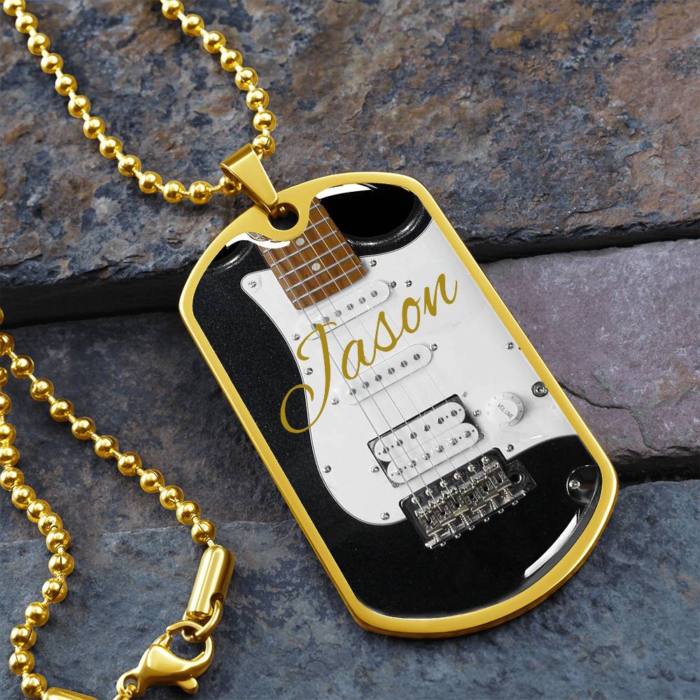 Electric Guitar Personalized Guitar Dog Tag Necklace for Music Lovers, Unique Guitarist Gift, Custom Jewelry, Musician Keepsake AnywherePOD