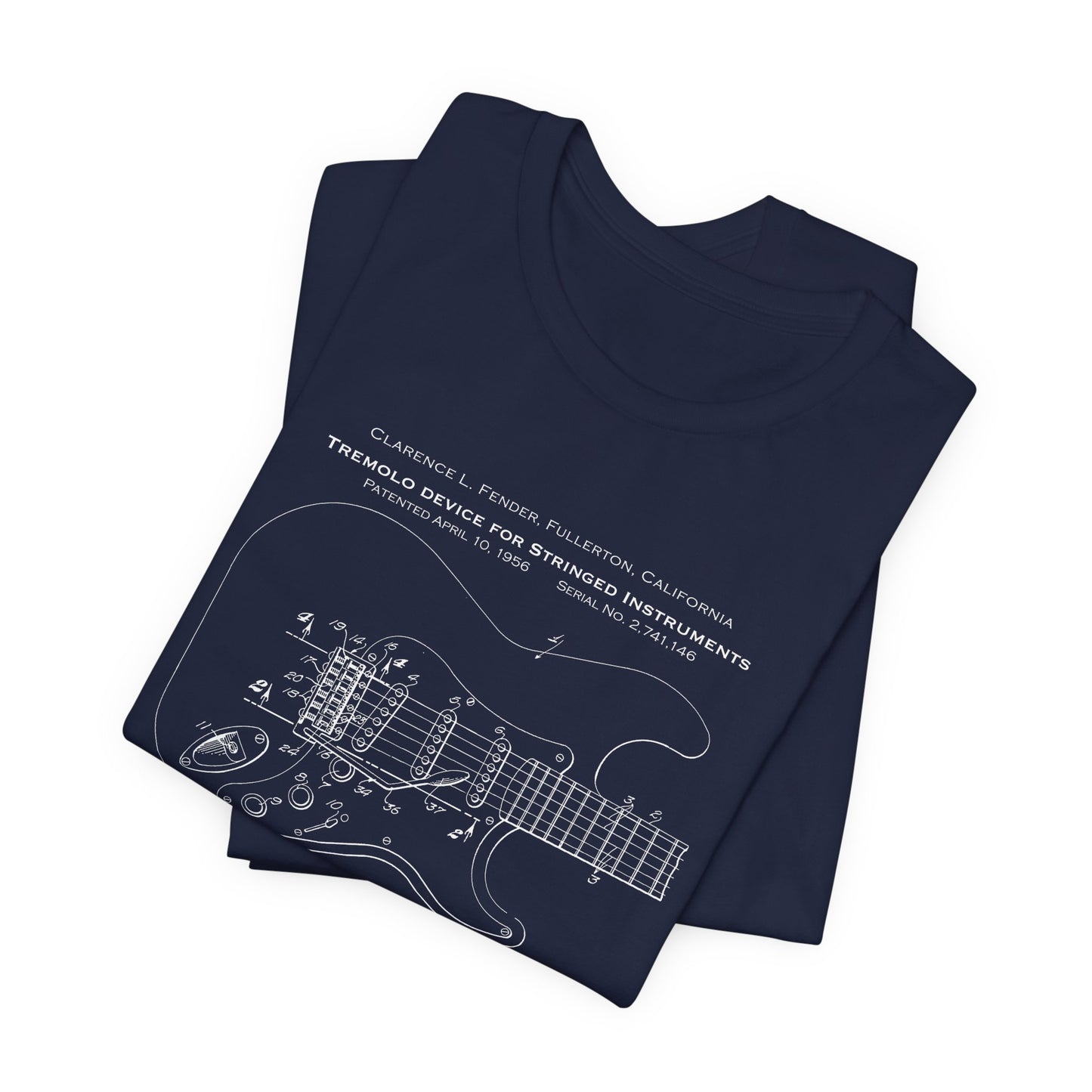Retro Patent Blueprint Stratocaster T-shirt, Gift for Guitar players, Fender 1956