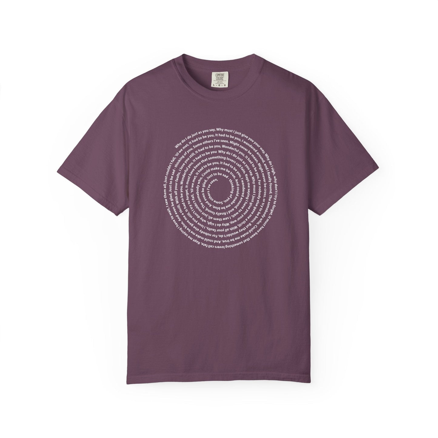Copy of Lyrics Spiral Personalized T-shirt, Custom Song or Book Passage with Vinyl Record Look Design Printify
