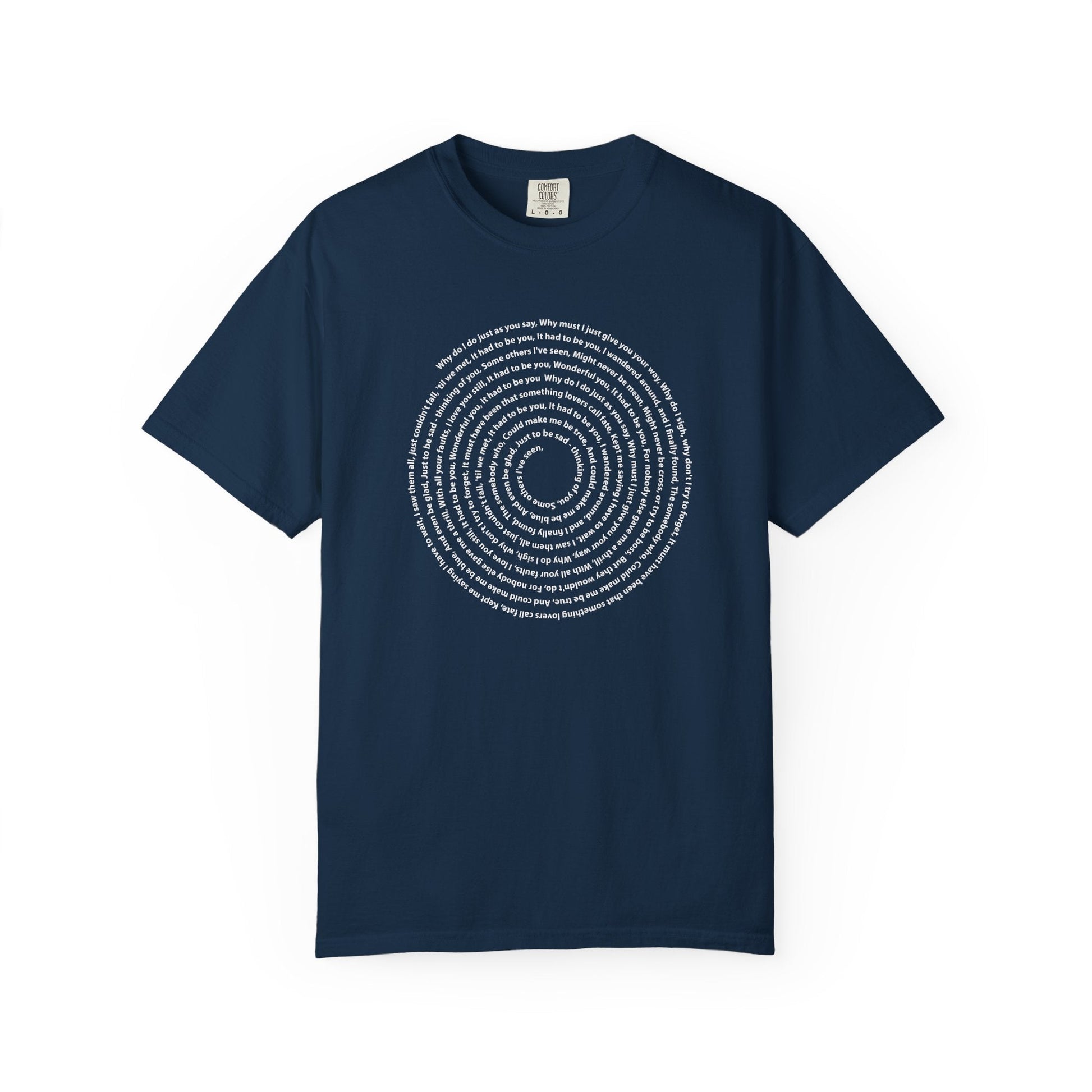 Copy of Lyrics Spiral Personalized T-shirt, Custom Song or Book Passage with Vinyl Record Look Design Printify