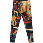 Stretchy Leggings with Cubism-style Piano/cello abstract artwork (All-Over-Print)