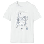 Music Patent Retro Blueprint Drumkit, Softstyle T-Shirt, Unisex, Gift for Drummers, Portable Drum Set 1986