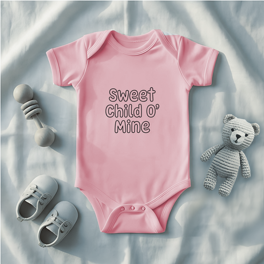 Sweet Child O' Mine Baby Bodysuit, New Mom Gift, Funny Infant Onesie, Retro Rock Baby Shower Present AnywherePOD