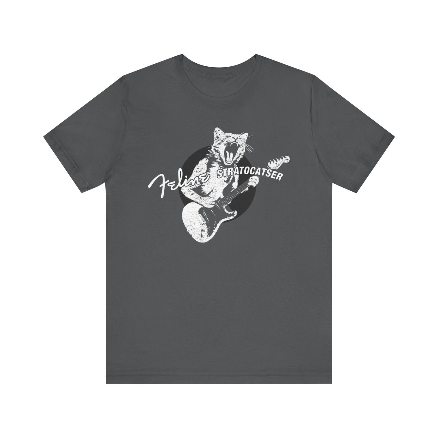 Rock Guitar Cat T-shirt, Funny Gift for Guitar players, Feline StratoCATser, Guitarist, Rock Fan, Musician Gift