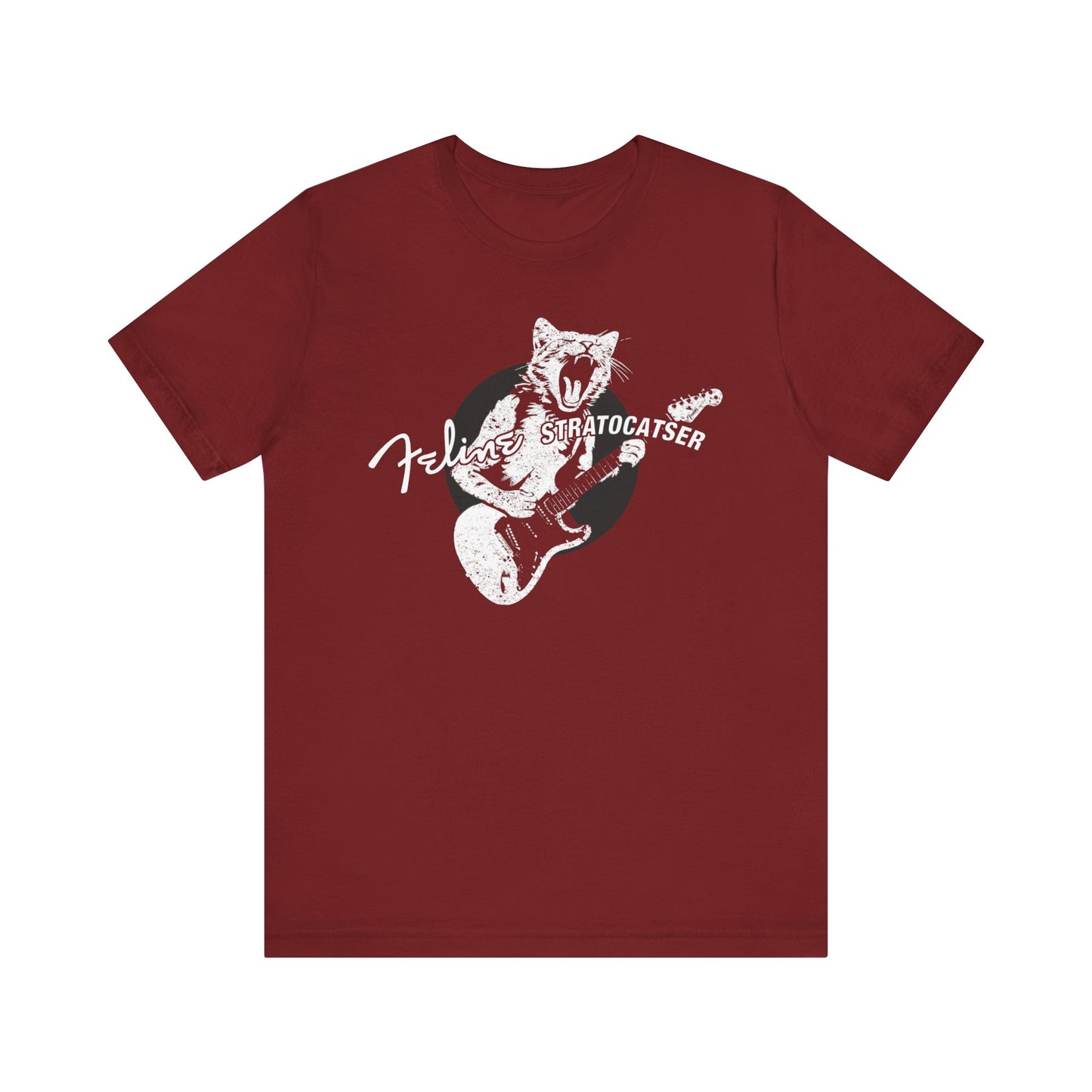 Rock Guitar Cat T-shirt, Funny Gift for Guitar players, Feline StratoCATser, Guitarist, Rock Fan, Musician Gift, Bella+Canvas 3001 Tee