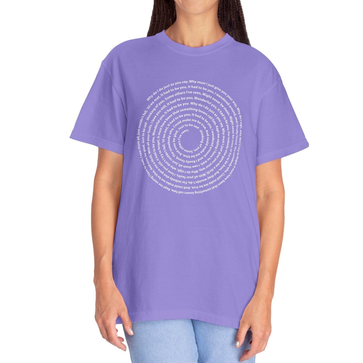 Copy of Lyrics Spiral Personalized T-shirt, Custom Song or Book Passage with Vinyl Record Look Design Printify