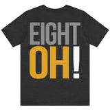 80th Birthday Gift T-shirt, Birthday Song EIGHT OH! 2-sided, Unisex Bella+Canvas 3001 T-shirt, Dark Colors, Funny Shirt for Surprise Parties