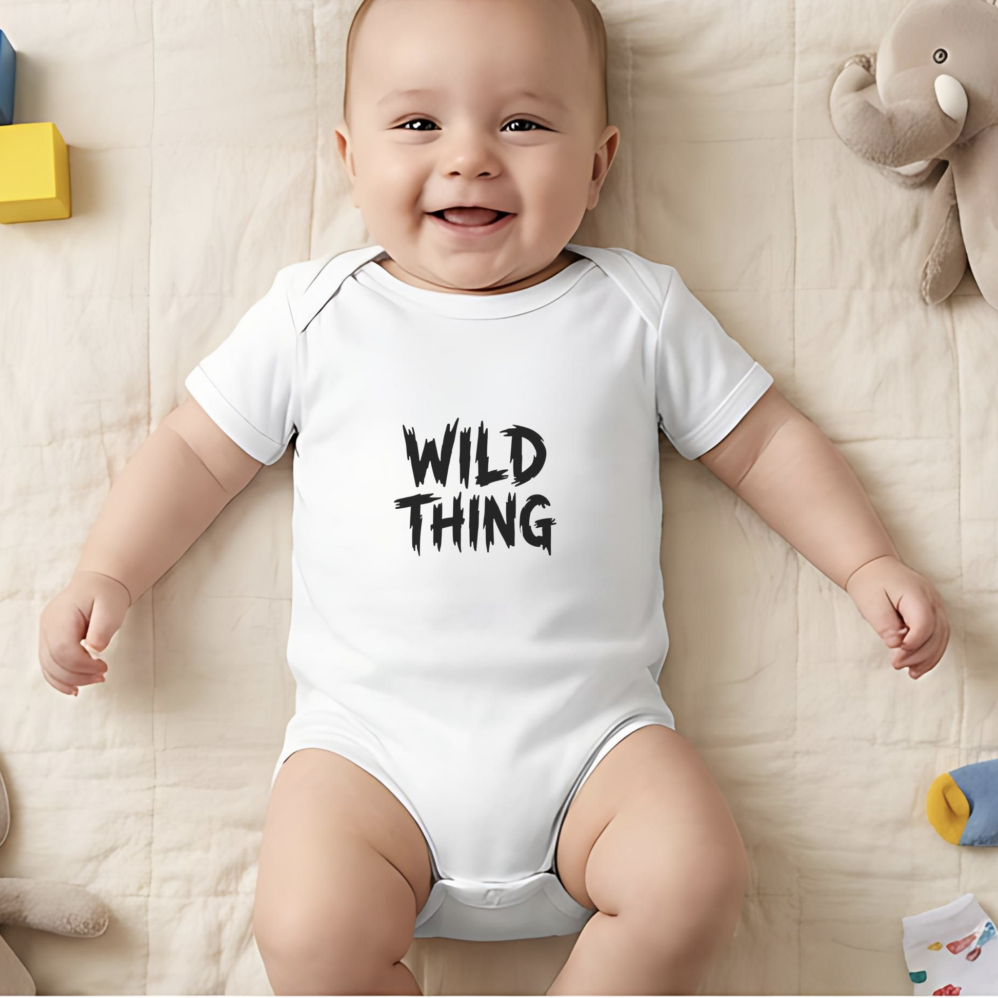 Wild Thing Baby Bodysuit, New Mom Gift, Funny Infant Onesie, Retro Rock Baby Shower Present AnywherePOD