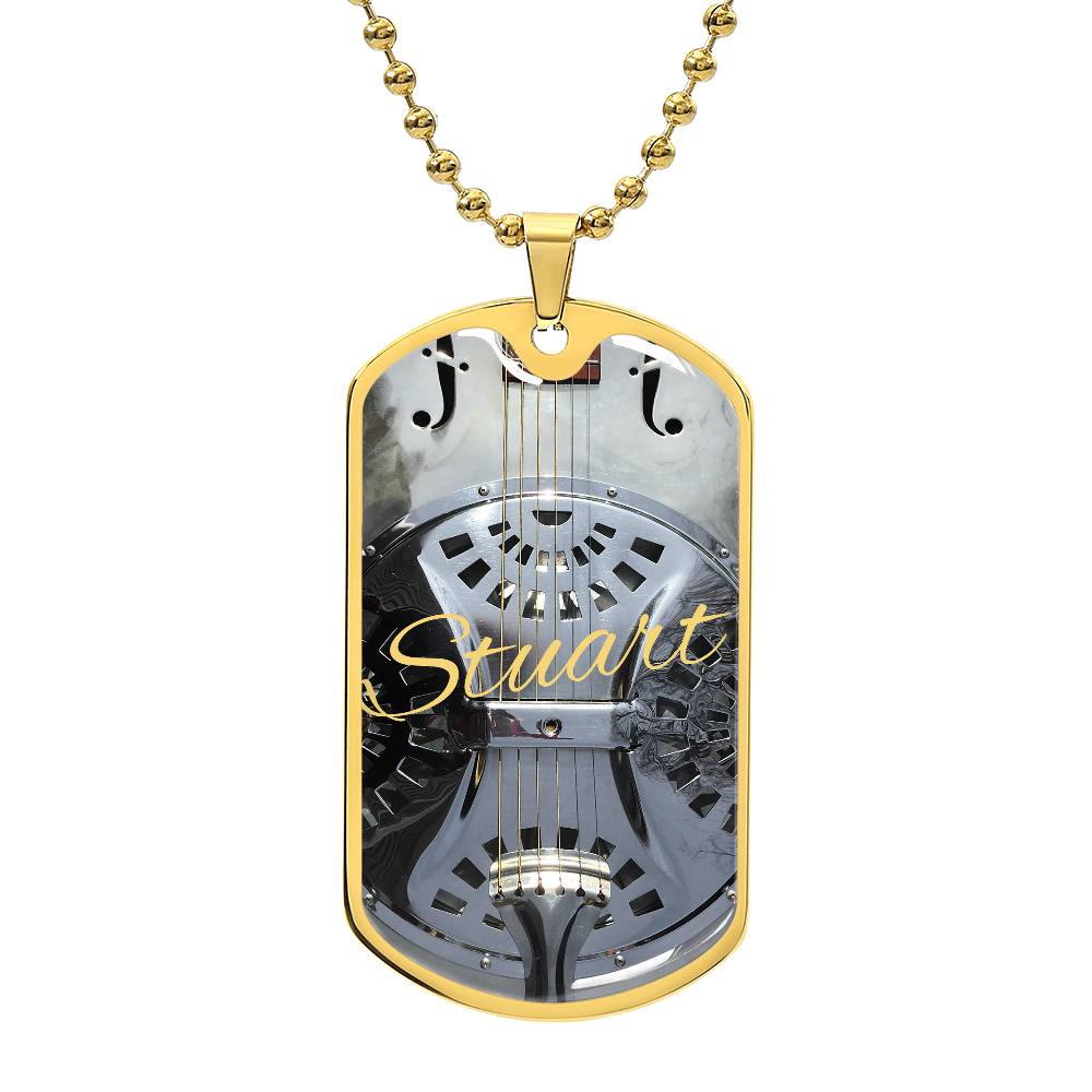 Dobro Guitar Personalized Guitar Dog Tag Necklace for Music Lovers, Unique Guitarist Gift, Custom Jewelry, Musician Keepsake AnywherePOD