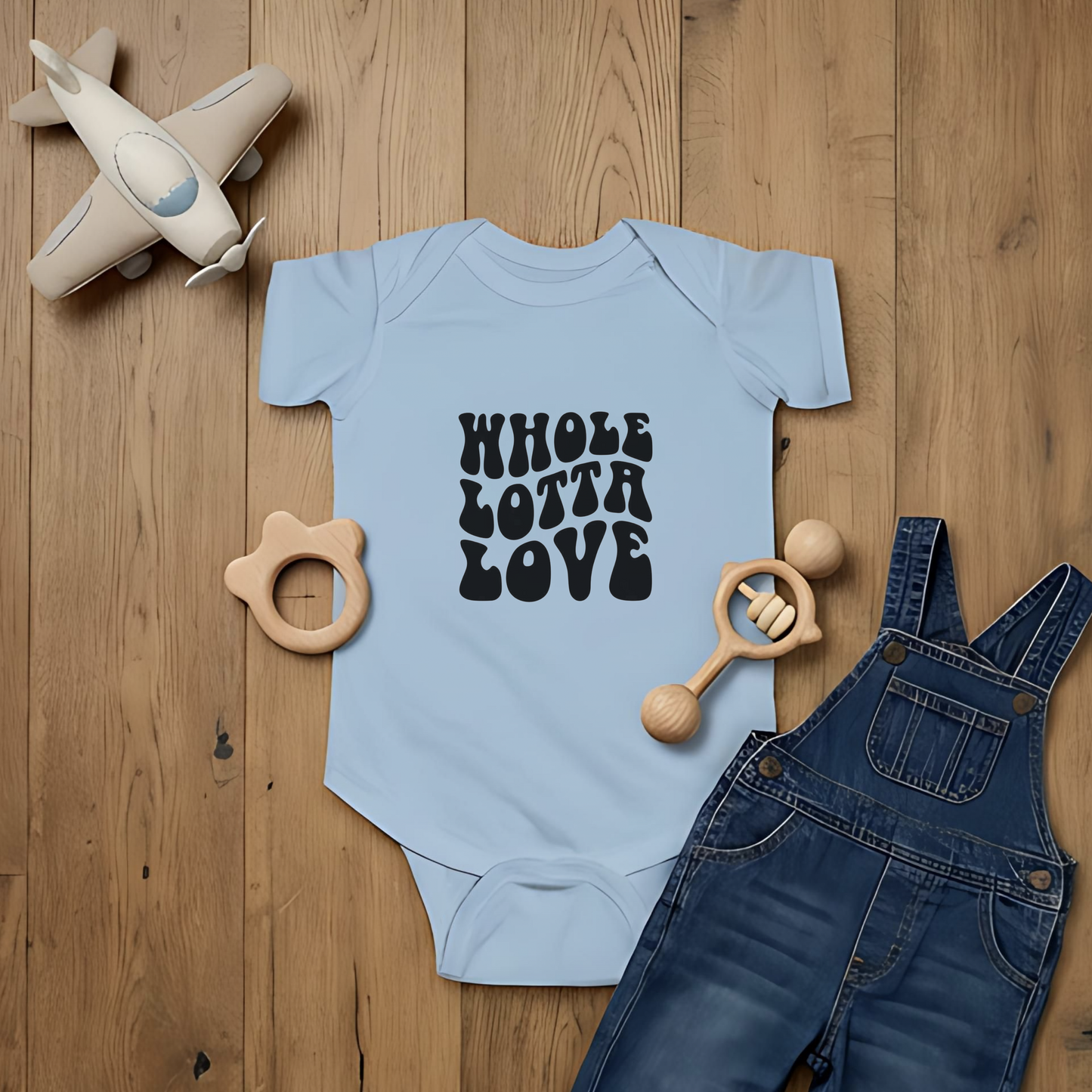 Whole Lotta Love Baby Bodysuit, New Mom Gift, Funny Infant Onesie, Retro Rock Baby Shower Present AnywherePOD