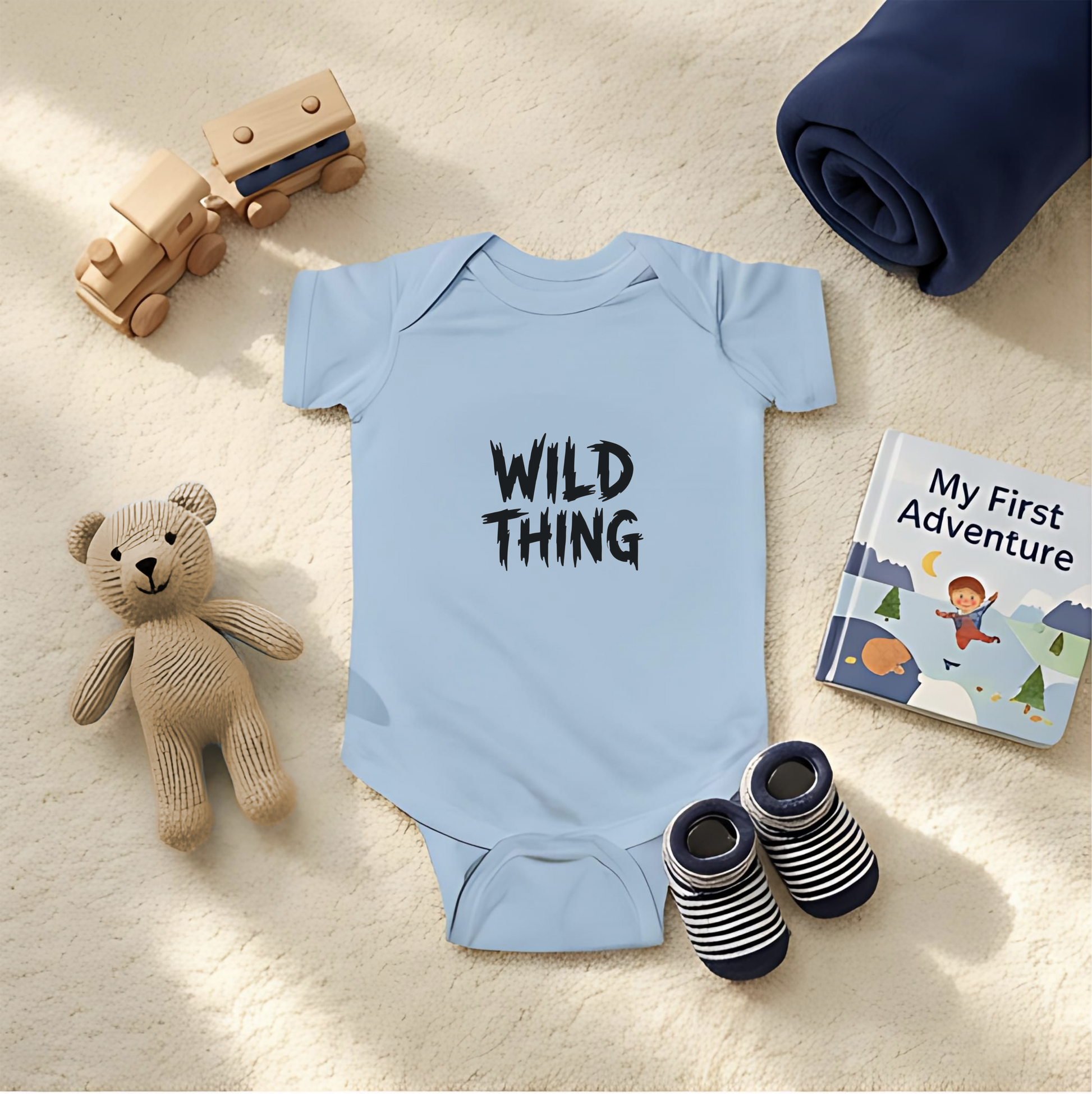 Wild Thing Baby Bodysuit, New Mom Gift, Funny Infant Onesie, Retro Rock Baby Shower Present AnywherePOD