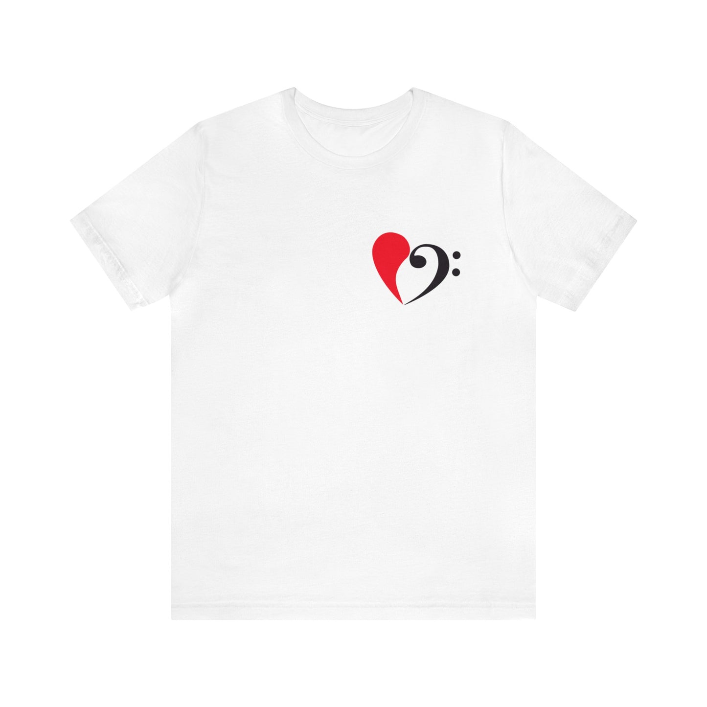 Bass Love T-shirt, EXPRESS Shipping in the USA, Unisex Bella+Canvas 3001 Tee, Gift for Bass players, Heart with Bass Clef