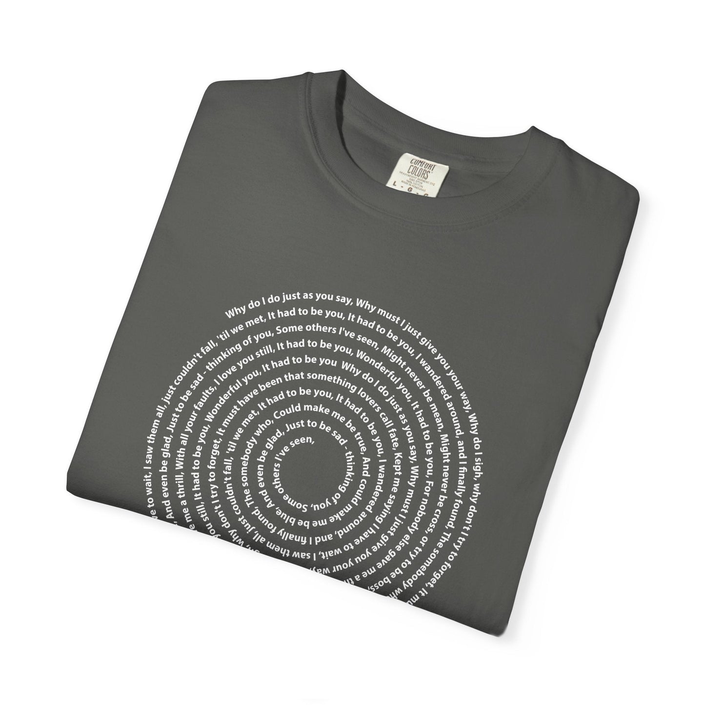 Copy of Lyrics Spiral Personalized T-shirt, Custom Song or Book Passage with Vinyl Record Look Design Printify