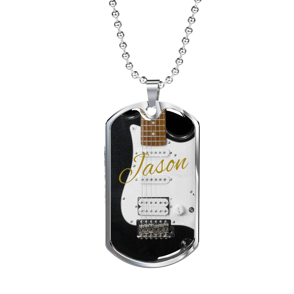 Electric Guitar Personalized Guitar Dog Tag Necklace for Music Lovers, Unique Guitarist Gift, Custom Jewelry, Musician Keepsake AnywherePOD