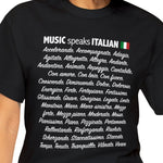 MUSIC Speaks ITALIAN  Unisex Heavy Cotton Gildan 5000 Tee, many colors, musical notation terms listed alphabetically