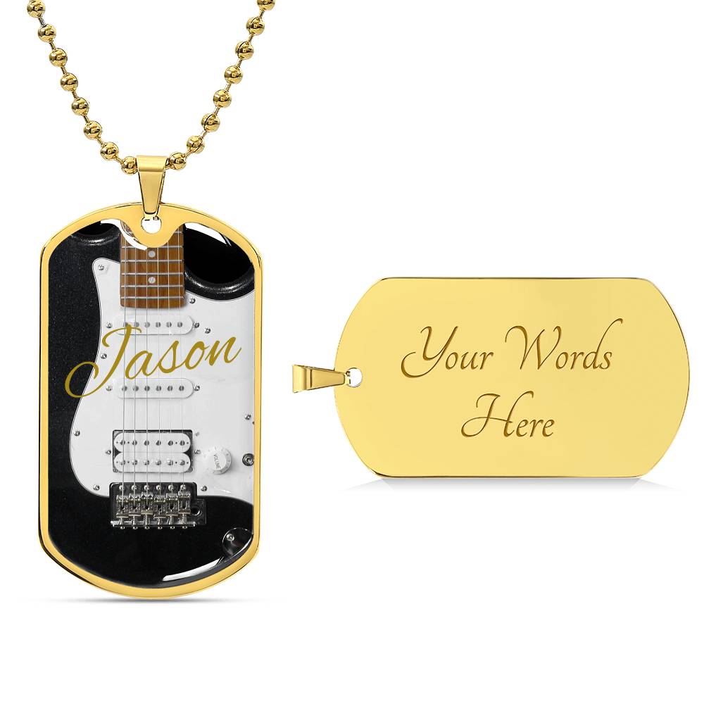 Electric Guitar Personalized Guitar Dog Tag Necklace for Music Lovers, Unique Guitarist Gift, Custom Jewelry, Musician Keepsake AnywherePOD
