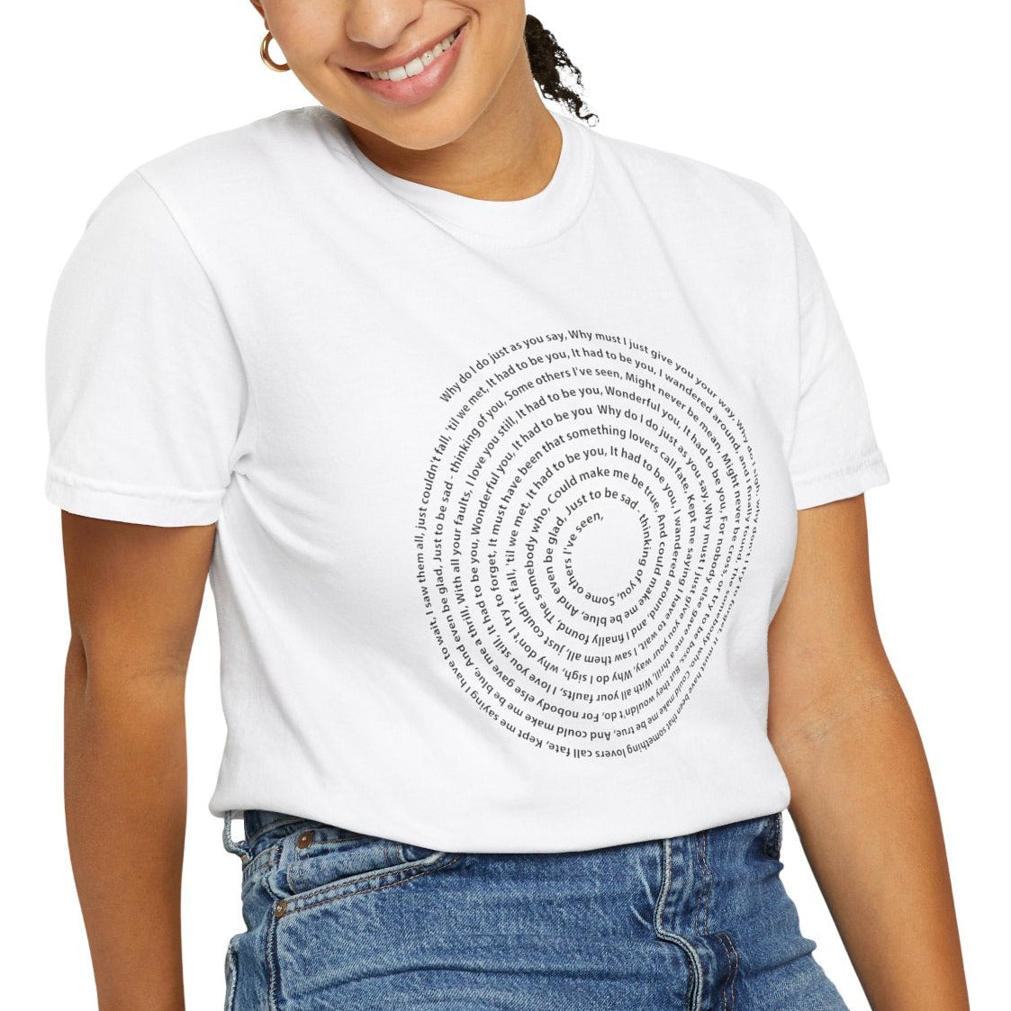 Copy of Lyrics Spiral Personalized T-shirt, Custom Song or Book Passage with Vinyl Record Look Design Printify
