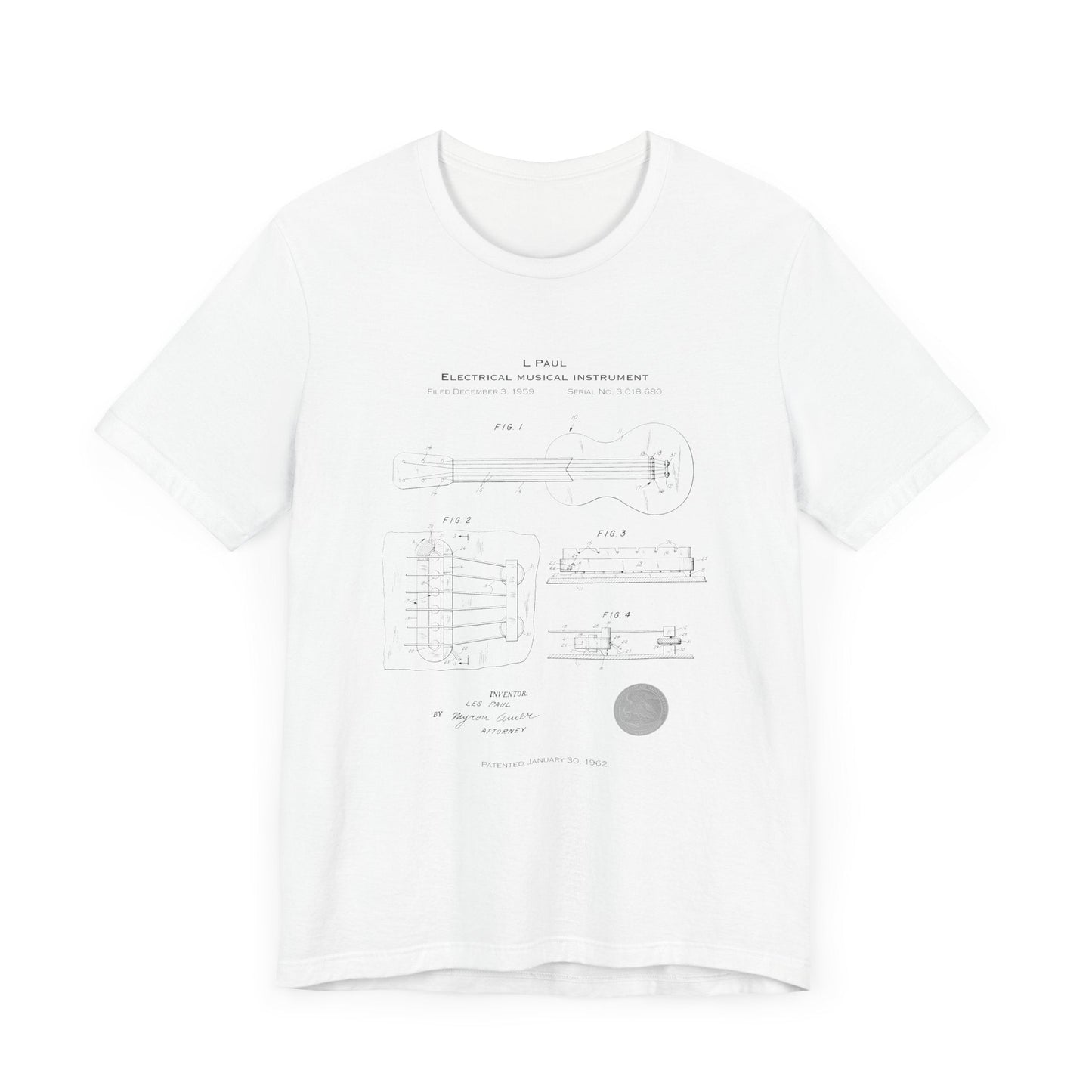 L. Paul Guitar Patent T-shirt mock up