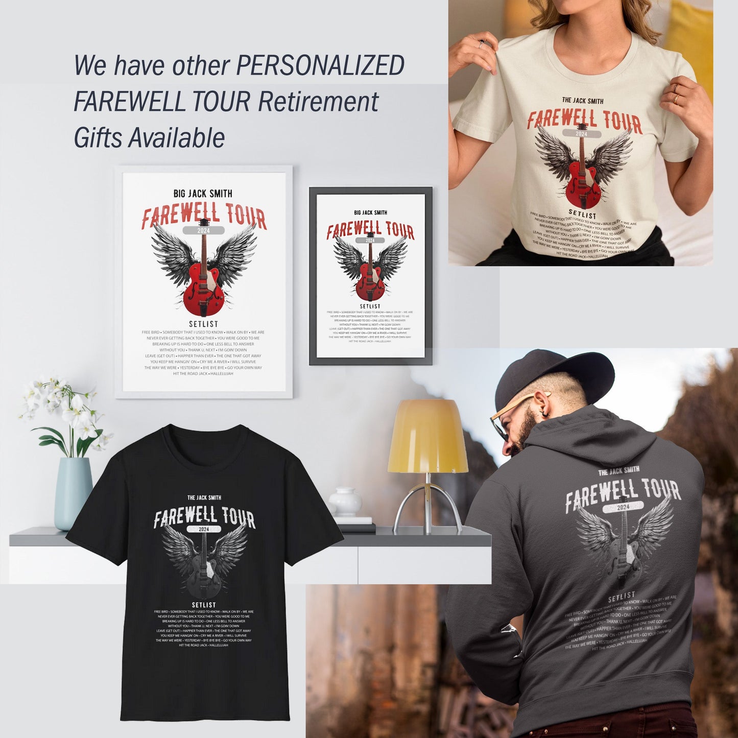 Personalized Retirement T-Shirt, FAREWELL TOUR Premium Music-themed Retirement Gift for Music Fans AnywherePOD