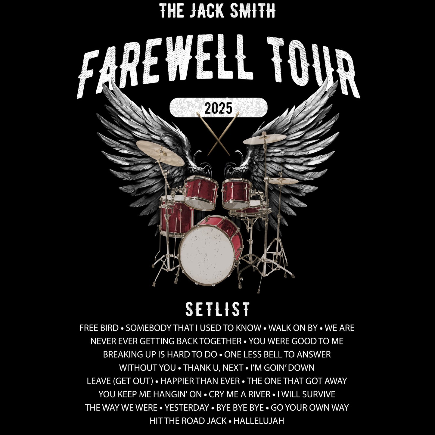 Personalized Retirement FAREWELL TOUR T-Shirt, RED Drum kit, Music Fan Gift, Funny Custom Shirt for Retiree AnywherePOD