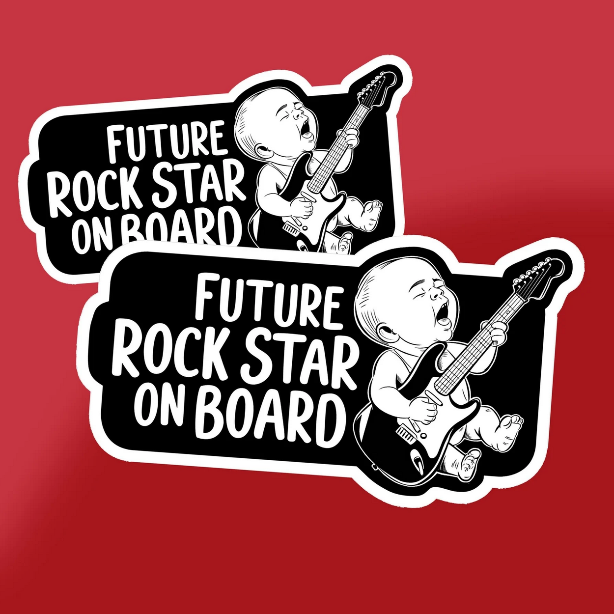Future Rock Star On Board Sticker, Vinyl Vehicle Decal, Funny Gift for New Parents, Baby playing Guitar Car Window Sticker for Rock Fans