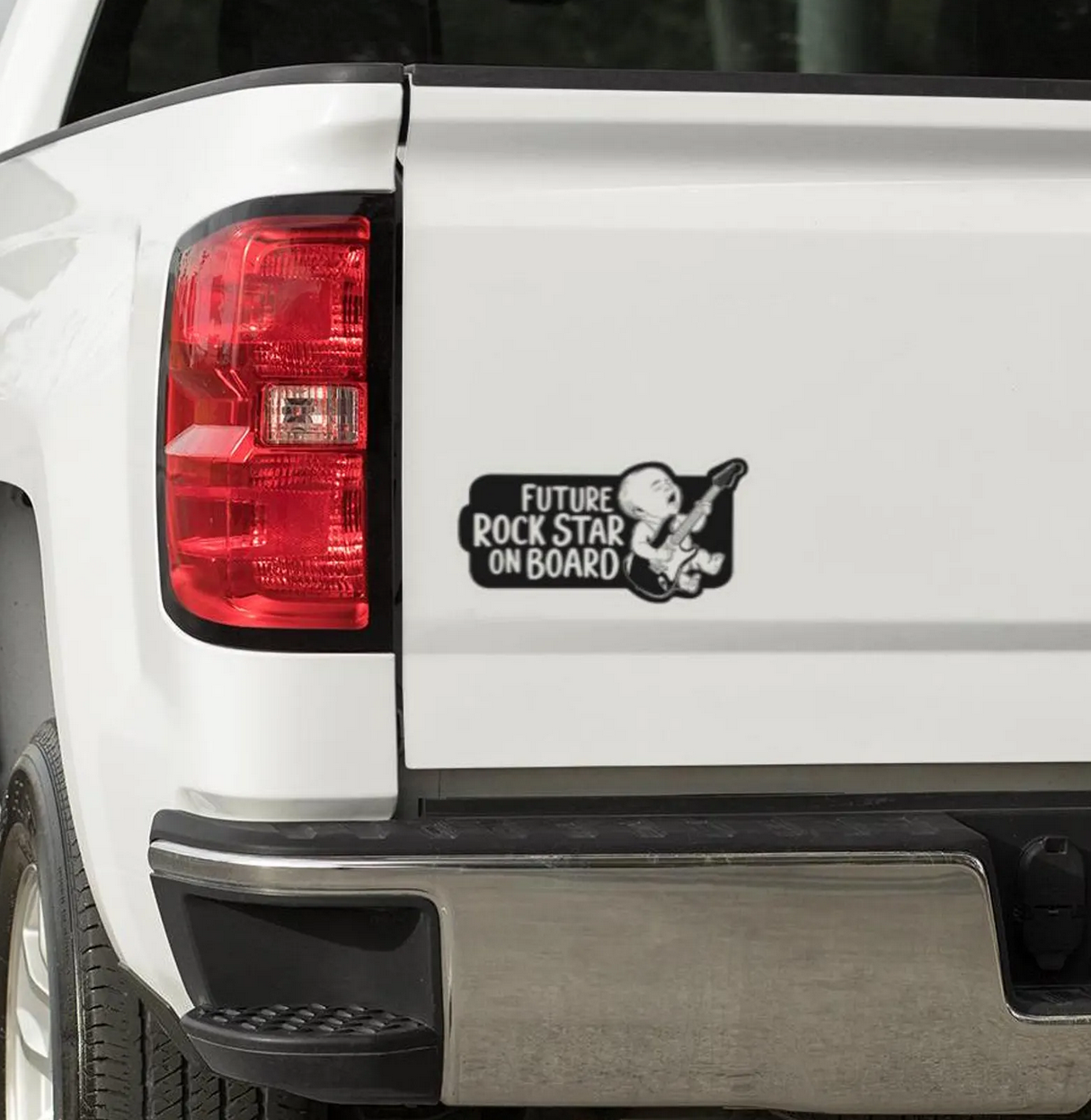 Future Rock Star On Board Sticker, Vinyl Vehicle Decal, Funny Gift for New Parents, Baby playing Guitar Car Window Sticker for Rock Fans