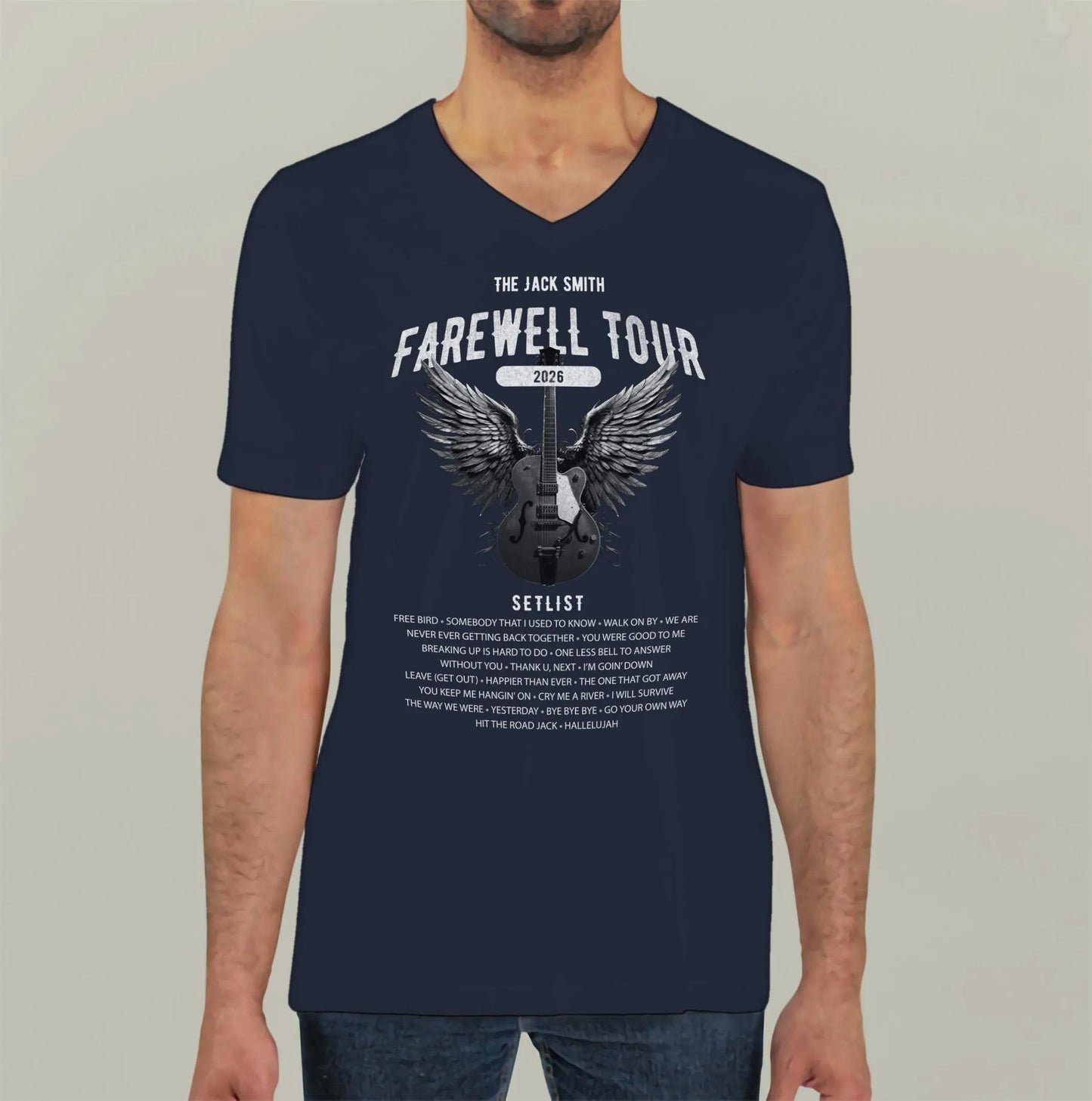 V-Neck Farewell Tour Retirement T-Shirt, Personalized Rock Fan Retiree Gift, Funny Short Sleeve Tee AnywherePOD
