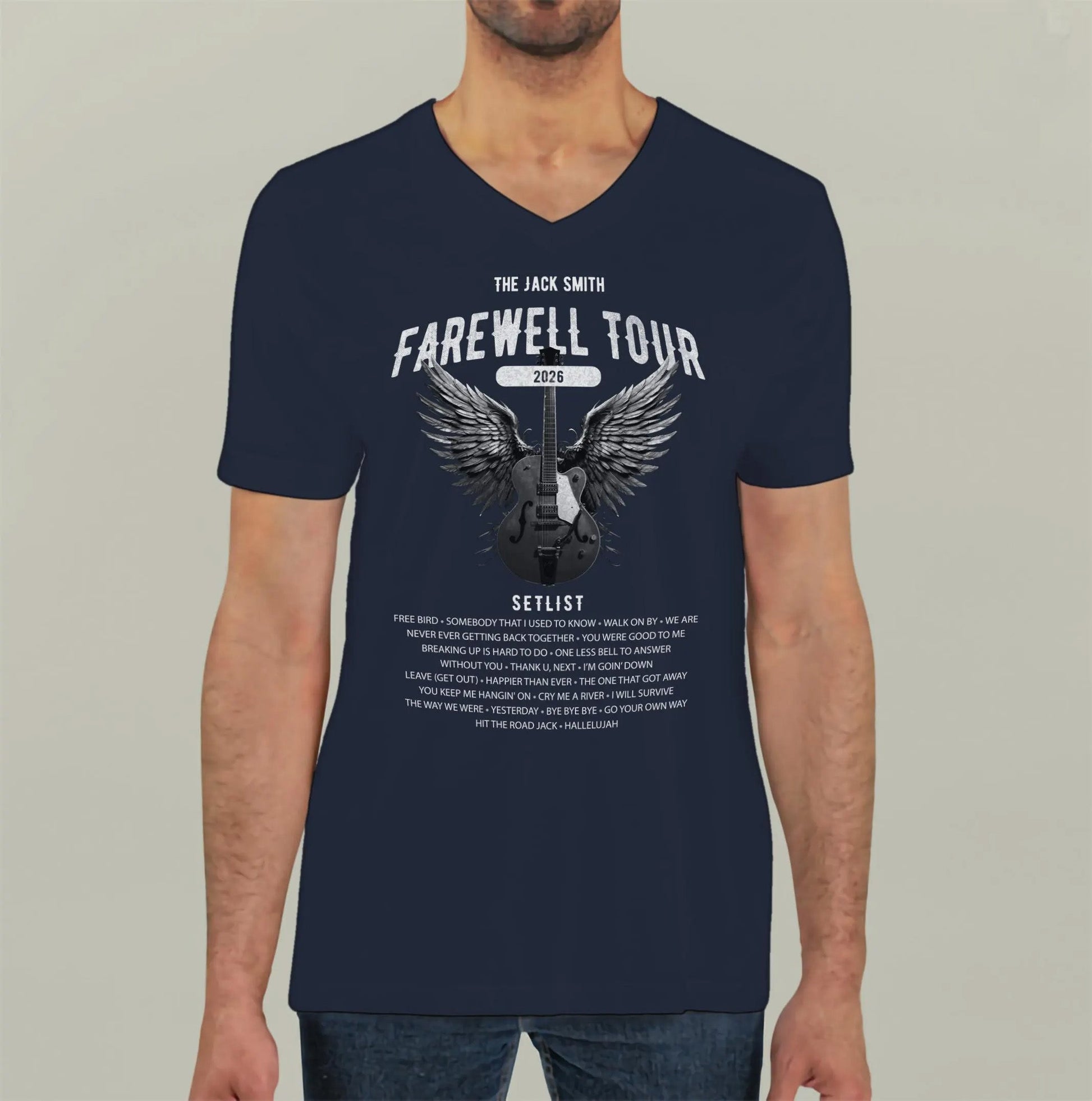 V-Neck Farewell Tour Retirement T-Shirt, Personalized Rock Fan Retiree Gift, Funny Short Sleeve Tee AnywherePOD