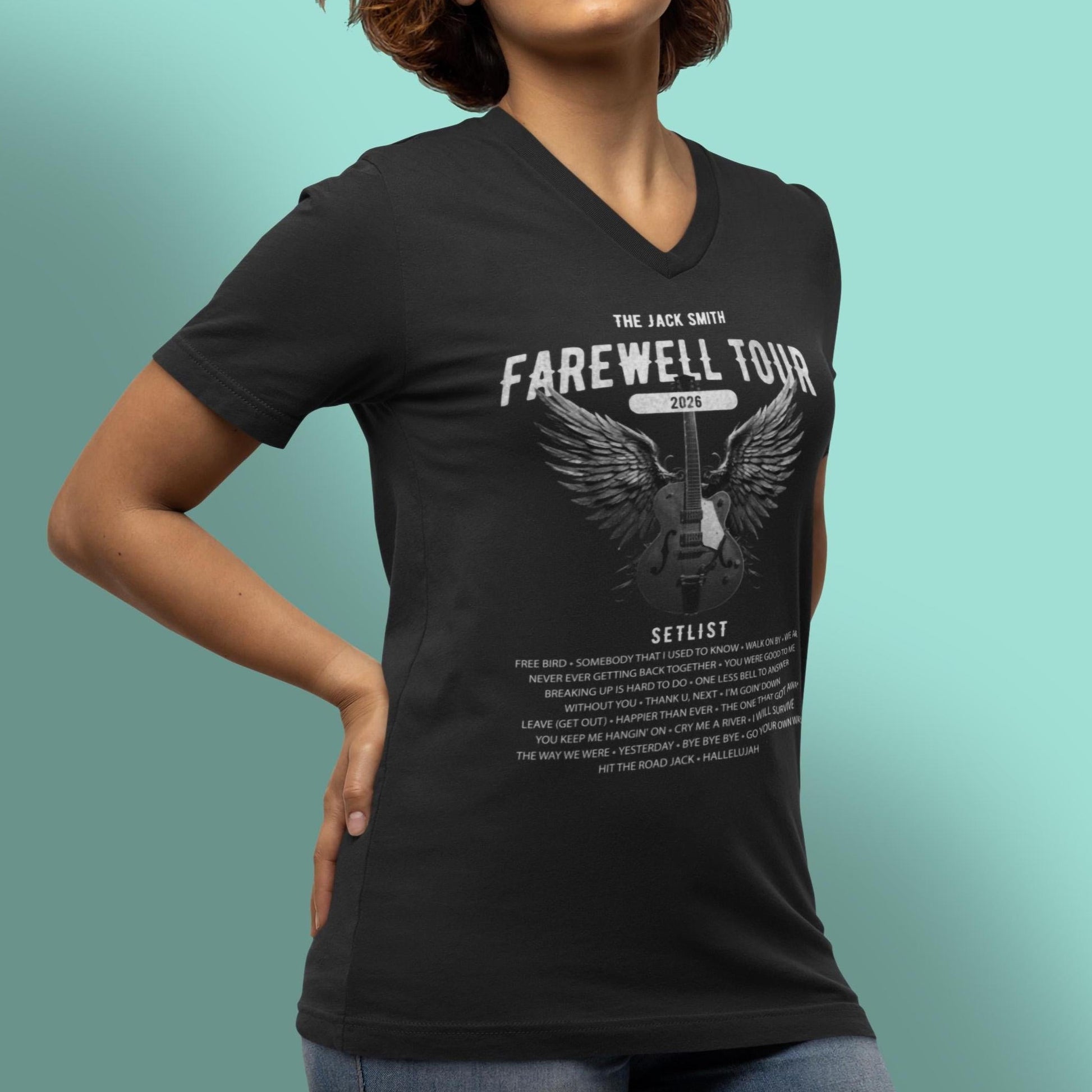 V-Neck Farewell Tour Retirement T-Shirt, Personalized Rock Fan Retiree Gift, Funny Short Sleeve Tee AnywherePOD