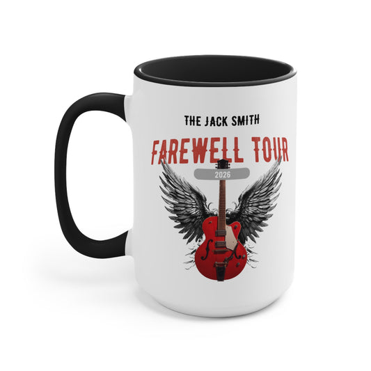 Personalized Retirement Farewell Tour Accent Mug, Gift for retiring Rock Fan Co-worker, friend or Family Member AnywherePOD