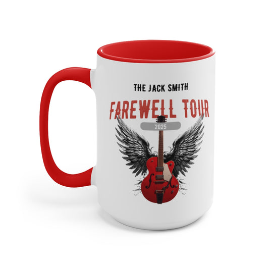 Personalized Retirement Farewell Tour Accent Mug, Gift for retiring Rock Fan Co-worker, friend or Family Member
