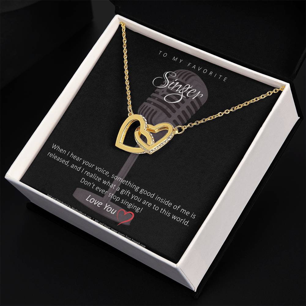 Favorite Singer Interlocking Hearts Necklace, Valentine's Day Gift for Her, Gift for Singer